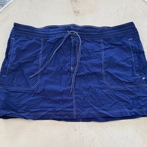 Lands End Women’s Blue Drawstring Athletic Swim Board Skirt with Pocket size 18